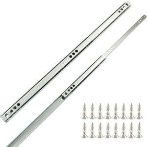 13.5 Inch Metal Drawer Slides, 2pcs Heavy Duty Ball Bearing Two Way Slide Track Rail, Silver, Side Mount, Steel
