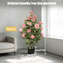 Artificial Camellia Tree, 3FT, Pink Flowers, 2 Pack