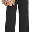 ZOOSIXX Capri Pants for Women - Wide Leg Loose Casual Trousers with Pockets Summer High Waisted Drawstring Pants (Black, M)