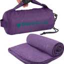 PAVILIA Travel Blanket Airplane Compact with Bag, Soft Packable Plane Blanket Kids Adults, Portable Camping Flight Essentials, Travelers Gifts Accessories, Luggage Backpack Strap, 65x40 Purple