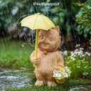 RM ROOMERS Cat Garden Decor with Lights Outdoor Solar Cat Statue Decor for Yard Porchm Lover Gifts for Women Lights Gardening Housewarming Retirement Lawn Ornaments (Brown and Yellow)