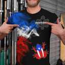 Men's Puerto Rico Flag T-Shirt 3D Frog Print Short Sleeve Shirt Novelty Casual Round Neck Top Unisex (M)