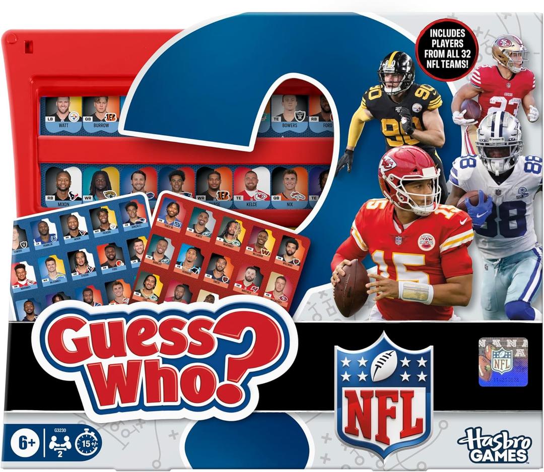 Guess Who NFL Edition Board Game | Officially Licensed NFL Game for Kids and Families | Ages 6+ | 2 Players | 15 Mins. | Football Games