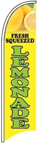 4 Less Co FRESH SQUEEZED LEMONADE Windless Swooper Flag Feather Banner Sign 2.5x11.5 ft Tall (Flag Only) 
