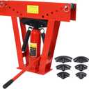 12 Ton Hydraulic Pipe Bender, Steel Exhaust Pipe Bender with 6 Precision Dies (1/2"-2"), Adjustable Rollers, 90°-180° Bending, Manual Tubing Bender for Steel, Copper, Metal Pipes (12 TON,Red)