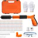 Concrete Nail Gun Kit with 200pcs Nails 5 Speed Adjustable Mini Manual Nail Gun Woodworking Decoration Nailer Gun Nail Gun for Concrete Built-in Air Nailer for Red Brick Walls Concrete Walls