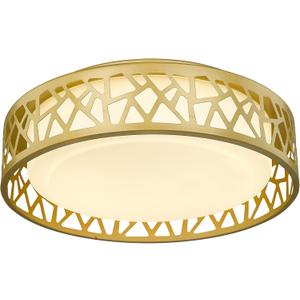 LED Flush Mount Ceiling Light, 12 inch 15W 1100 Lumens Close to Ceiling Light Fixtures, 3000K Warm White, Gold Finish with White Glass Shade, ETL Listed for Kitchen, Hallway, Bedroom