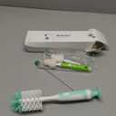 CAREBABYMORE Baby Bottle Brush with One Base Hidden Nylon Nipple Cleaner, 2 Pcs Sponge Nipple Brushes, 2 Pcs Straw Brushes, Bottle Brush with Nipple Cleaner and Suction Cup (Green)