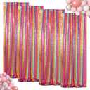 ShinyBeauty 4Pcs 2FTx8FT Rainbow Sequin Backdrop Curtains - Sparkly Photo Background for Parties, Weddings, Baby Showers, and Events - Durable and No-Drop Sequins Photograpahy Backdrops, 24"W x 96"L