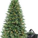 6ft Christmas Tree Prelit w/ 2085 PE & PVC Mixed 'Feel Real' Branch Tips, 400 Warm LED Lights, Hinged Spruce Artificial Xmas Tree with Metal Stand & Bag for Home, Office, Party Décor