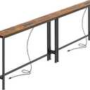 SUPERJARE 78.8 inch Narrow Console Table with Outlet, Sofa Table Set of 2, Behind Couch Table, Long Entryway Tables with Charging Station, for Living Room, Rustic Brown