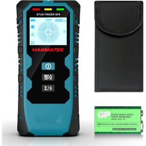HANMATEK Stud Finder Wall Scanner,5 in 1 Multifunction Stud Locator with Upgraded Smart Sensor Audio Alarm HD LCD Display, Stud Finder Tool for The Center Edge of Metal, Studs, Plaster,AC Wire,Pipe