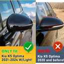 Moonlinks Compatible with Kia K5/Optima Left Driver Mirror Cover Replacement 2021 2022 2023 2024,Glossy Black Left Side Clip-on Mirror Cap With Turn Signal Light Replaces for 87616-L2000