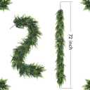2Pcs 6FT Christmas Garland,Artificial Norfolk Pine/Cedar Garland for Table,Mantle, Wall, Indoor, Outdoor,Real Touch Winter Pine Garland Outdoor Christmas Decoration (Green)