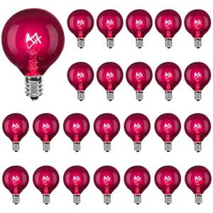 Abeja 25 Pack G40 Replacement Light Bulbs, Black Halloween Bulbs, G40 String Light Replacement Bulbs, 5W Dark Purple Bulb for Indoor Outdoor Patio String Lights, E12/C7 Base