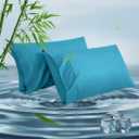 King Pillowcases, Cooling Viscose from Bamboo Pillow Covers with Envelope Closure, Soft Moisture-Wicking for Hot Sleepers, Hair and Skin-Friendly, Blue, 2 Pack