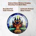 Stained Glass Window Hanging-7.8in Halloween suncatcher for Window Doors Home Decoration,Christmas Thanksgiving Gift for Women, Men, and Mom