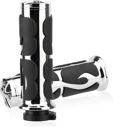 LKV 1 Inch Motorcycle Grips for Cable Throttle Handlebars – Fits Select Harley Sportster 883/1200 (Cable Throttle Only), Dyna & Touring Models | Not for Electronic Throttle