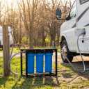 S3 PRO External 3-Stage RV Fresh Water Filter System, High Flow, Oversized Housings, 3/4" GHT Stainless Steel Fittings, Reduce Sediment, Chlorine, Odor, All Aluminum Free-Standing Chassis, Blue