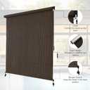 AOSKY Outdoor Roller Shades, Cordless Patio Shades Roll Up Outdoor Blinds, Roller Blinds Cloth for Porch Pergola Balcony Backyard Windows, 48" W x 96" H, Mocha