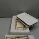 HAPPY KIT 3 Tier Serving Tray Set with Gold Freely Combinable Rack,12 Inch Tiered Tray Stand,Widened Porcelain Platters,Decor Cupcake Stand for Christmas Party Display,Dessert Trays Collapsible (12.5" x 17" x 8.5")