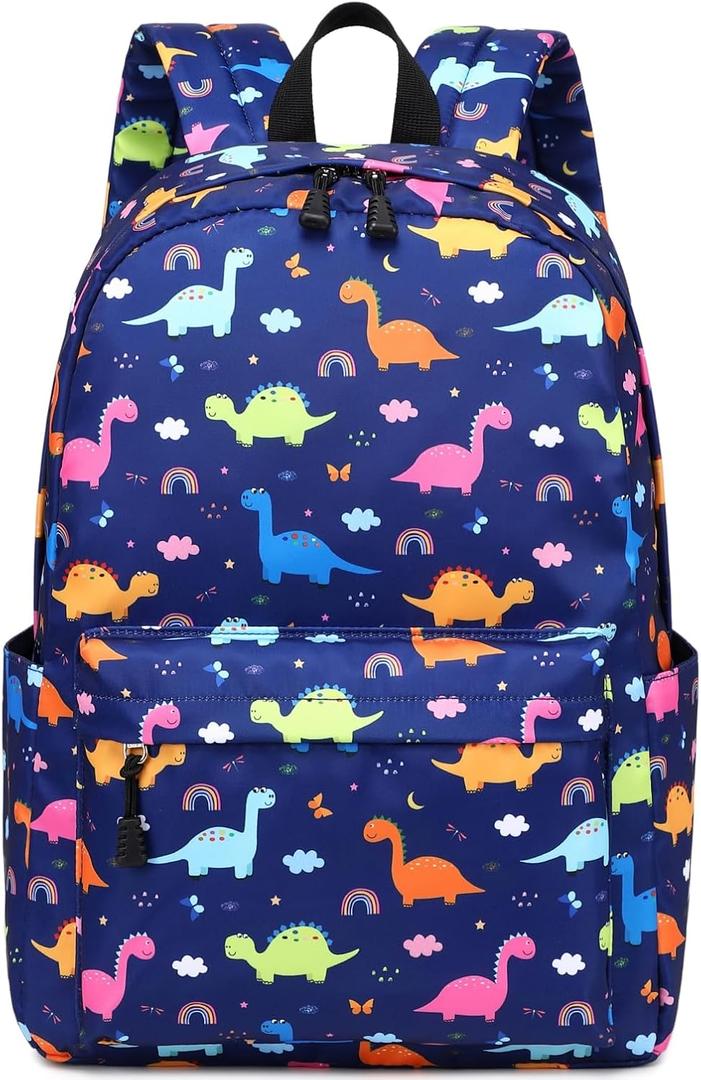 BABUN Backpack Boys Elementary Middle School Bags for Kids Bookbag Lightweight Teenager Laptop Durable Waterproof 17 In (F-Blue Dinosaur)