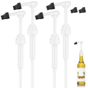 Coffee Syrup Pump for 750 ml Bottle  4 Pack Syrup Dispenser Pumps Compatible with Monin Glass Bottles  No Clog, Precise Dispensing, Includes 6 Tip Covers  for Coffee Bar, Kitchen, White