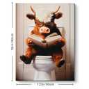 Poemwish Highland Cow Wall Art in Bathtub, Whimsical Highland Cow Decor, Surreal Canvas Wall Art with Bubble Bath, Quirky Animal Painting with Vintage Tub Size: 12L"×16W"