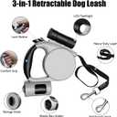 16ft Retractable Dog Leash with LED Flashlight, Upgrade 3 in 1 Pet Walking Leash with Poop Bag Dispenser &Anti-Slip Grip, Durable Heavy Duty Leashes for Small Dogs up to 44 lbs