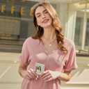 AlvaQ Rompers for Women Solid Color Casual Short Sleeve V Neck Zipper Short Jumpsuits with Pockets (Pink, XXL)