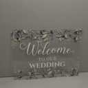 Welcome Wedding Sign - 24 x 18 Inch Acrylic Greenery Eucalyptus Sign for Wedding Reception, Ceremony, Lawn, Indoor