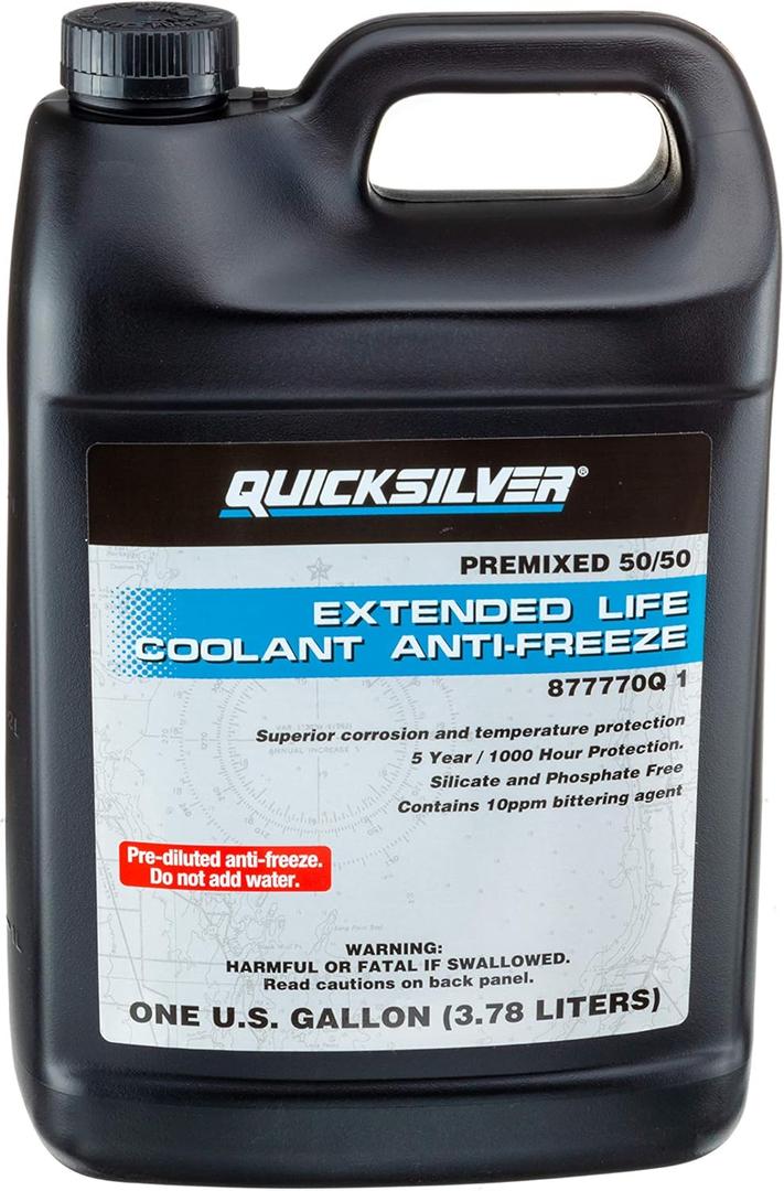 Quicksilver 877770Q1 Extended Life Coolant Anti-Freeze, Pre-Diluted 50/50  1 Gallon