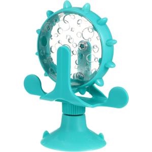 iplusmile Interactive Cat Treats Dispenser Toy, 360 Degree Rotating Windmill Toys Fun Pet Puzzle Cat Feeder Toy for Small Pets, Exercise Wheel Feeder Toy with Suction Cup, Blue