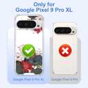 for Google Pixel 9 Pro XL Case+Tempered Glass Screen Protector, Slim Soft TPU & Hard PC,Girls Women Crystal Clear Cute Floral Pattern Shock Absorption Case Cover for Pixel 9 Pro XL (silver Shield Flower Series-Lotus)