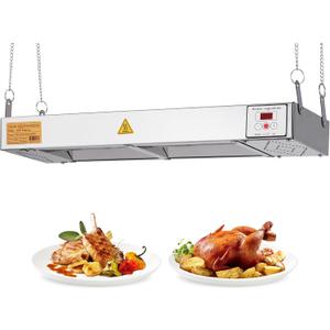 Electric Food Warmer with Cord & Plug 24 650W Temp. Adjustable Digital Display Food Heat Lamp Strip Heater Commercial Food Warmer Food Heating Lamp Heat Lamp for Food