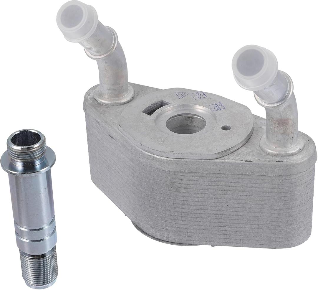 Engine Oil Cooler Kit Compatible for Ford F-150 2011-2023, Durable Aluminum Alloy Silver Tone Transmission Oil Cooler with Bolt