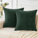 MIULEE Pack of 2 Green Throw Pillow Covers 20x20 Inch Soft Chenille Pillow Covers for Sofa Living Room Couch Solid Dyed Cases