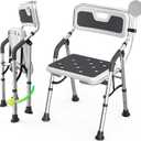 Foldable Shower Chair for Inside Shower with Arms and Back, Shower Chair for Elderly and Disabled with Adjustable Height,Folding Bath Chairs for Seniors,Quick-Assembly & Comfortable