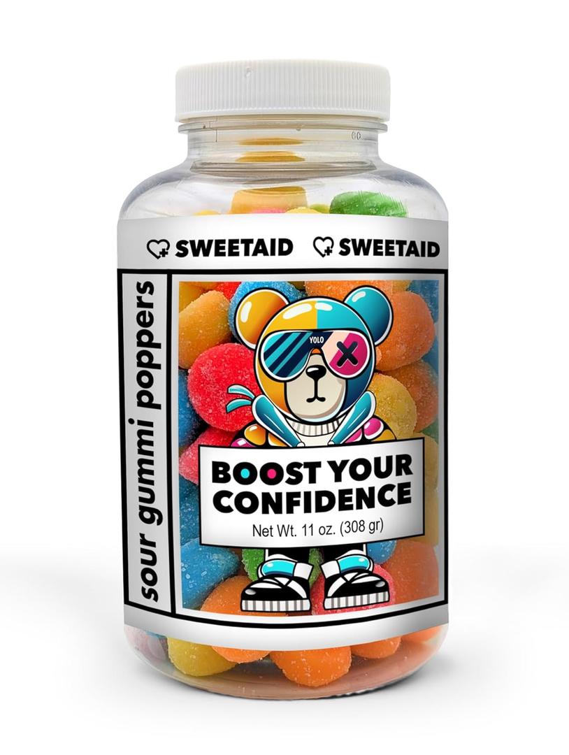 Boost Your Confidence  Sweet Aid Jar with Gummies  Encouragement Gift for Friends, Exams, Job Interviews, Motivation Gift (Not Vitamins)