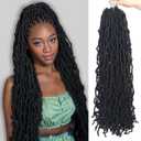 Soft Locs 30 Inch Synthetic 8 Packs Faux Locs Pre Looped Curly Wavy Crochet Hair For Black Women Hair Extensions 1B
