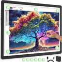 Phylosal Rechargeable A2 LED Light Pad 25.2''x18.4'', Magnetic Large Tracing Light Box for Drawing, Diamond Art Light Board with Side Button, 3-Color Modes Light Table for Diamond Painting, Sketching (A2 (NO Stand), Black)