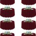 sancua Round Tablecloth 108 Inch Diameter, 8 Pack Burgundy - Circle Polyester Fabric Table Cloth for Chiristmas Party Reception Banquet Birthday, Washable Formal Table Cover (Fit 42-96 Inch Tables)