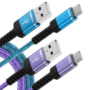 Samsung A16 5G USB C Cable Fast Charging 3.1A Android Charger Type C Phone Car Charger Cord 2 Pack 3ft for Samsung Galaxy A17 A36 A56 A26 A15 5G A35 S26 Ultra S25 S24 S23 FE A55 A25 A54 A14 A32 (Blue,Purple)