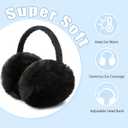 FSTEOE Winter Ear Muffs Women Warm Earmuff Girls Ear Warmers Soft Plush Outdoor Adjustable Ear Cover (Black, S)