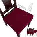 Waterproof Seat Covers for Dining Room Chairs, Rear Gapped | Stretch Waterproof Dining Chair Seat Covers, Washable Dining Chair Slipcovers, 6PCS, Wine Red