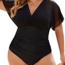 Blooming Jelly Women's Plus Size Swimsuit One Piece Bathing Suit Tummy Control Mesh V Neck Maternity Swimwear 3XL