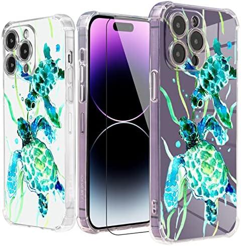 Roemary Turtles Case for iPhone 14 Plus with Sea Turtles Design,Watercolor Pattern with Screen Protector [Buffertech 6.6 ft Drop Impact] Soft TPU Protective Case for iPhone 14 Plus 6.7"