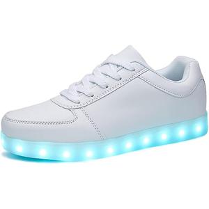 SANYES USB Charging Light Up Shoes Sports LED Shoes Dancing Sneakers (8 Women/6.5 Men, White)
