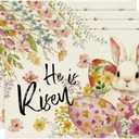 Artoid Mode Bunny Rabbit Eggs Flowers Easter Placemats Set of 4, 12x18 Inch Seasonal Spring Holiday Table Mats for Party Kitchen Dining Decoration