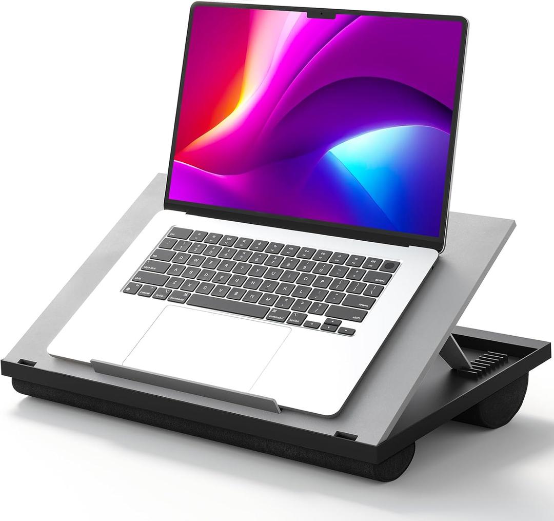 HUANUO Adjustable Lap Desk - with 8 Adjustable Angles & Dual Cushions Laptop Stand for Car Laptop Desk, Work Table, Lap Writing Board & Drawing Desk on Sofa or Bed, HNLD2G (Gray)